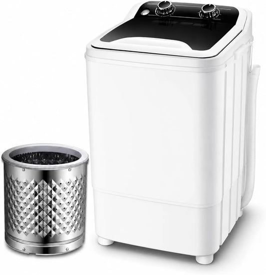 Wasmachine, Draagbare, compacte 7 kg enkele kuip met afvoerpomp, 400W mini- voor appartementen, kamperen en campergebruik