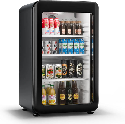Klarstein koelkast, Audrey Evo Dranken met Glazen Deur, Retro Design, Dubbelwandige Deur