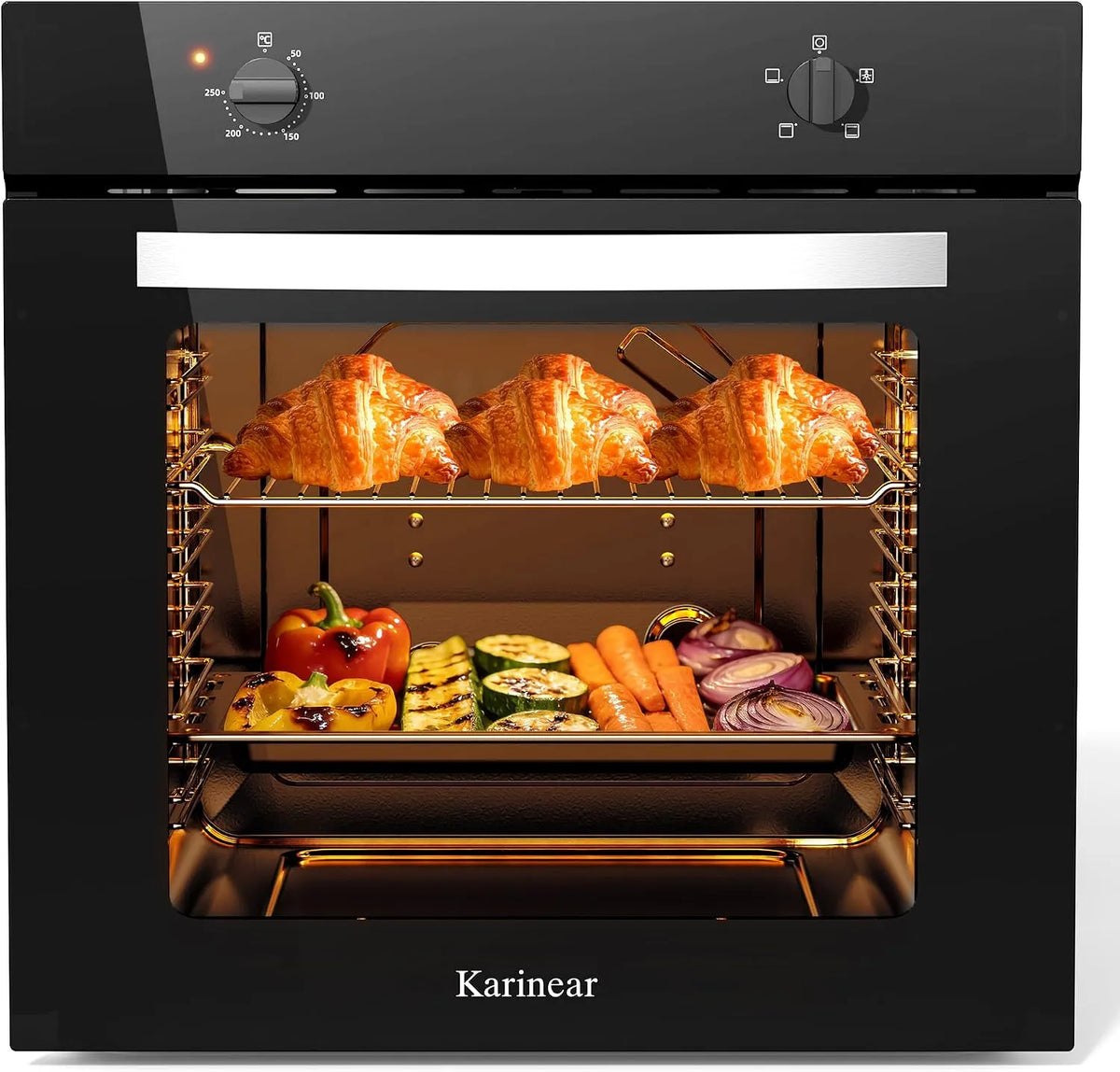 Elektrische oven, 2000 W, 220 V, 60 cm, bakfuncties met temperatuur- en tijdregeling