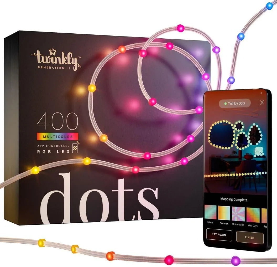 Twinkly Dots, App-gestuurde flexibele LED-lichtsnaar met 400 RGB, 16 miljoen kleuren