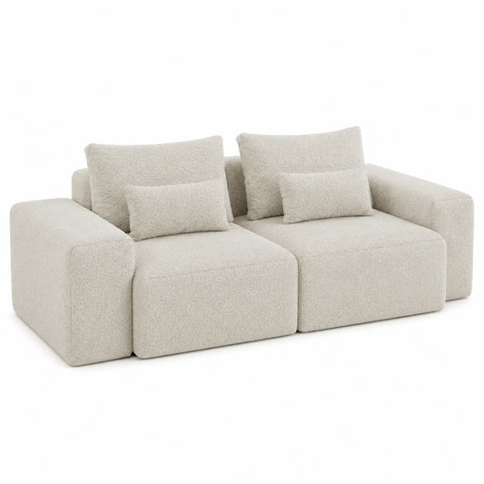 Sofá modular de tela bouclé beige 2 plazas 200x100x85 cm