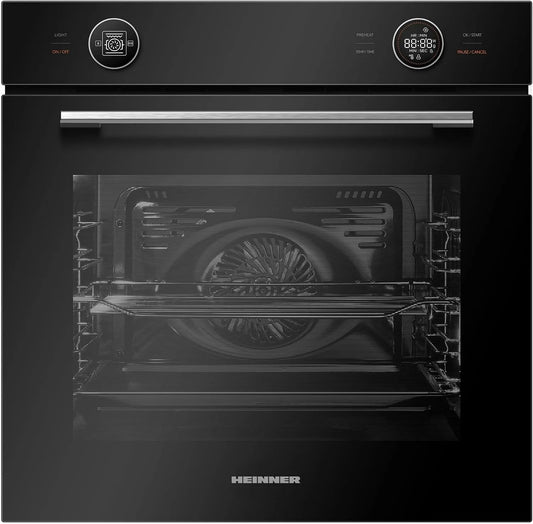 HBO-M7210GCDRC-GBK elektrische oven, 10 programma's, digitaal display, Inbouwoven zwart glas 72 L, multifunctioneel met 10 programma's