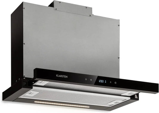 Klarstein afzuigkap, 60 cm, digitaal display, timer, Mariana Neo 60, Recirculatie & afvoer, Touch-panel, Vlakscherm-, Glazen front