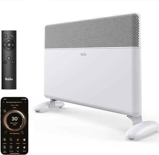 24H elektrische verwarming, 2000W, wifi-bediening, timer, stille werking, Ballu Smart Convectorkachel 2000W, Wifi met App & Alexa
