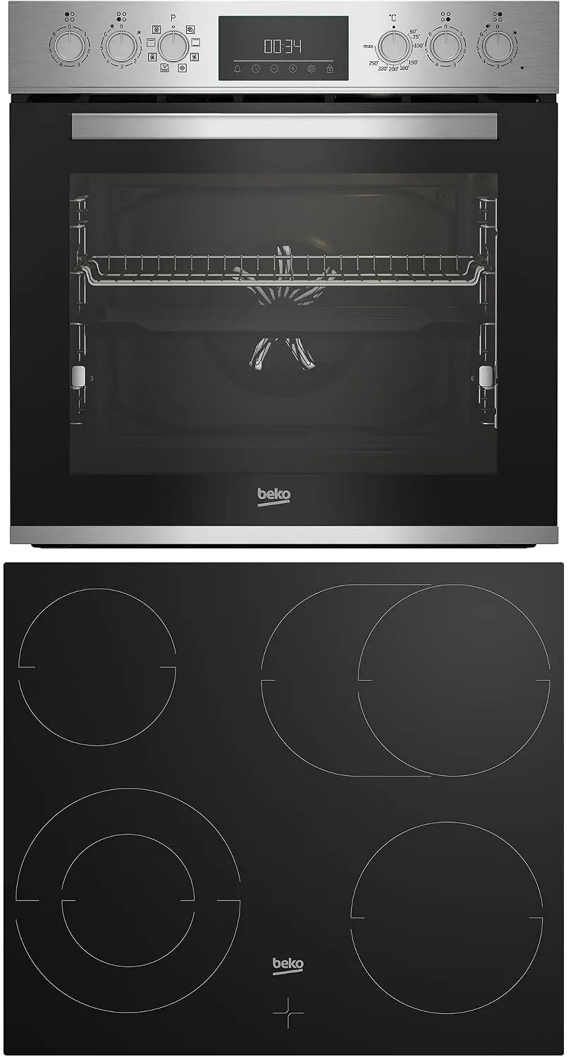 Beko BBUM12328X elektrische oven, inbouwfornuisset, bakfuncties met temperatuur- en tijdregeling