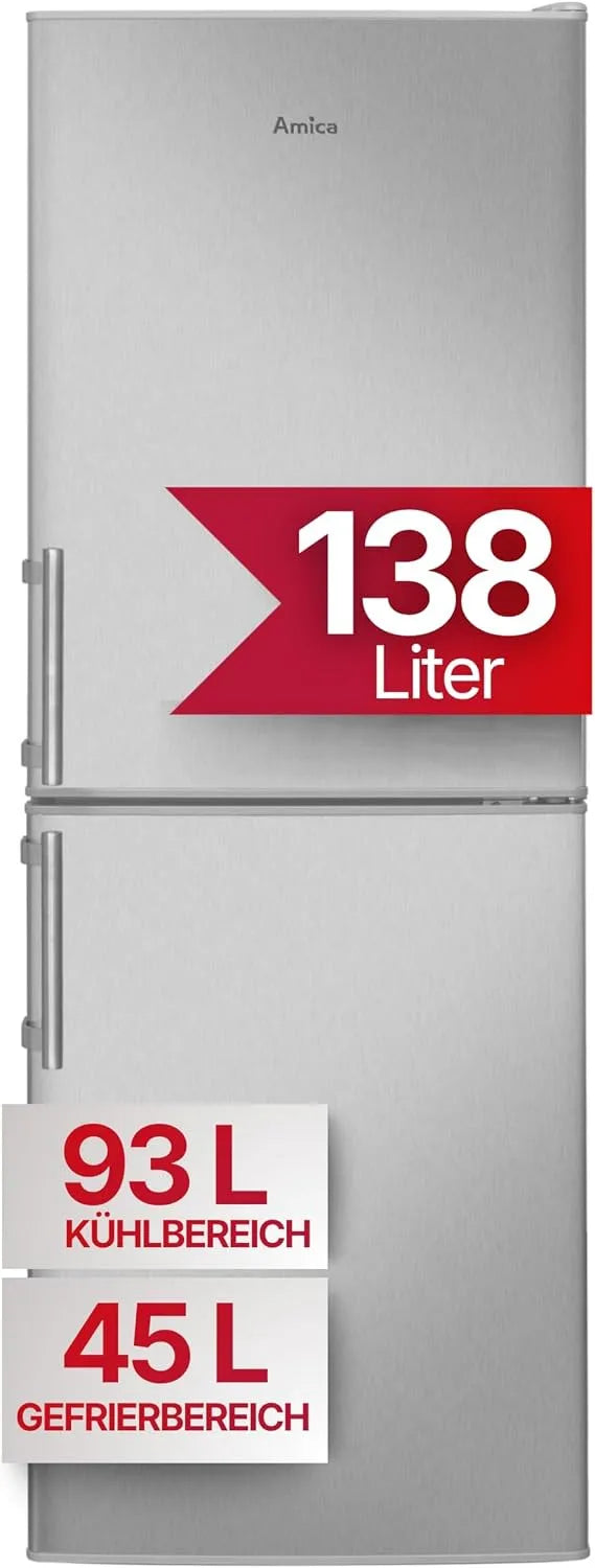 Amica KGC 384 koel-vriescombinatie, 148 cm, roestvrijstalen look, energie-efficiëntieklasse B