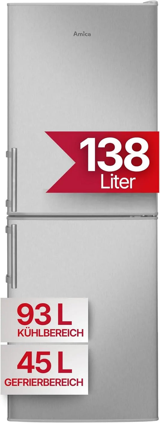 Amica KGC 384 koel-vriescombinatie, 148 cm, roestvrijstalen look, energie-efficiëntieklasse B