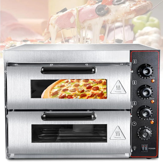 Broodrooster, Commerciële 40L commerciële pizzaoven, dubbellaagse elektrische pizzaoven, multifunctionele bakgrill