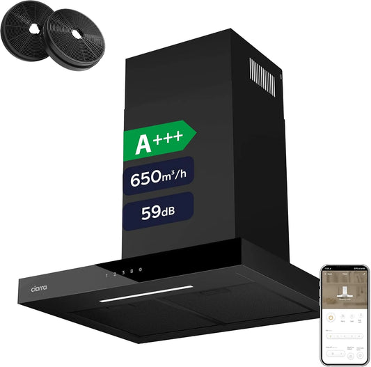 M3/H CBCB6102 A afzuigkap, 60 Cm, 4 Standen, heteluchtfunctie, keukenventilatie met instelbare afzuigstanden