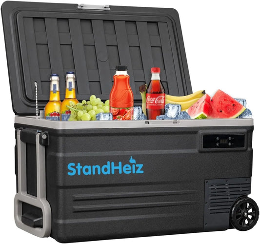 Koel-vriescombinatie, stille werking, 55L StandHeiz draagbare koelkast, De ideale oplossing voor caravans en auto's, gevoed door 12V