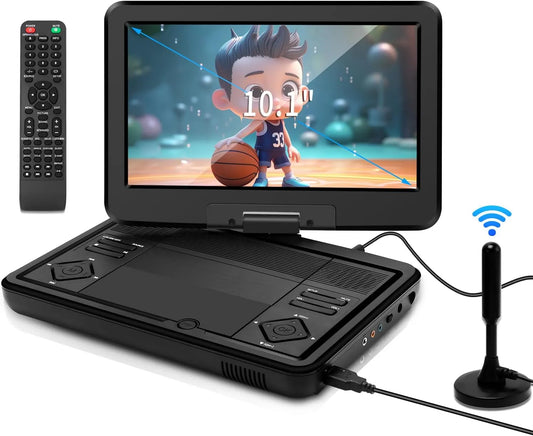 DVB-T2, 10,1 inch, digitaal display, KCR Draagbare dvd-speler, geïntegreerde tv met draaibaar led-display en/of USB/HDMI/AV