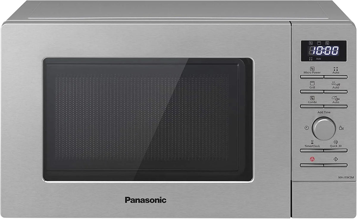 Panasonic NN-J19KSMEPG magnetron, 800 W, 1000 W, roestvrijstalen behuizing, automatische werking, en grill met draaiplateau, roestvrij staal