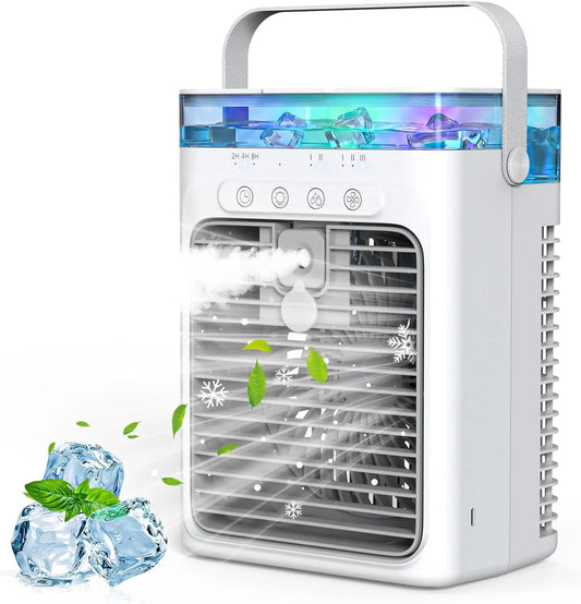Airconditioner, 1000 ml, 3 snelheden, timer, Mobiele airconditioning zonder afvoerslang, 4-in-1 luchtkoeler met waterkoeling, 1000 ml watertank