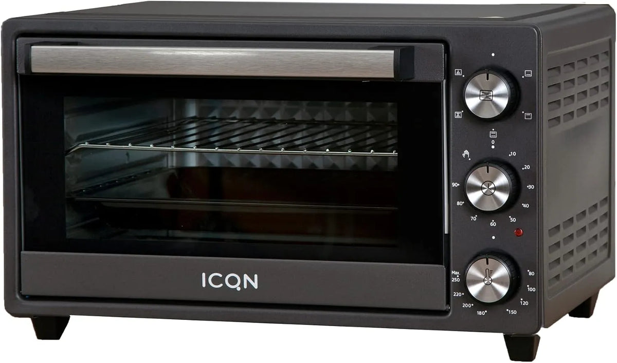 Pizzaoven, 1500 W, timer, ICQN Minioven 20L, boven-/onderwarmte met circulatiefunctie, 5 grill-functies, 90 minuten timer