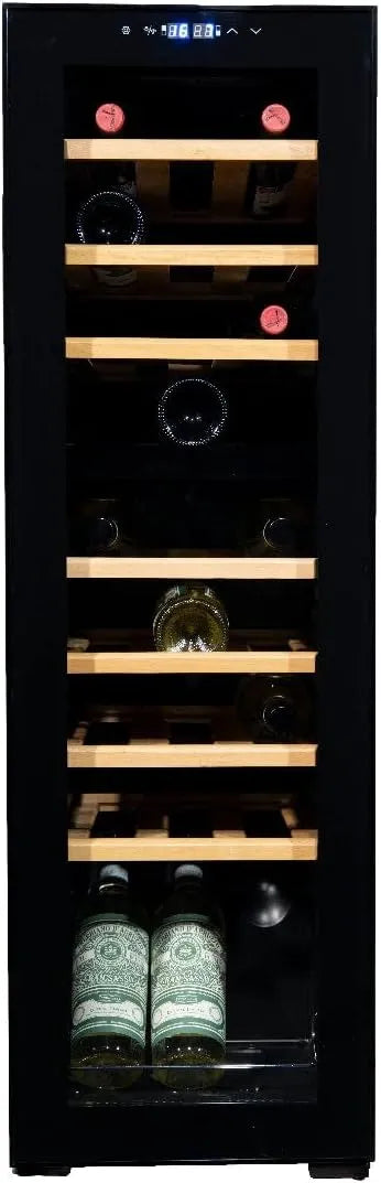 Wijnkoelkast, 48 cm, 111 x 34.5 x 48 cm, Bianco Wijnklimaatkast Vrijstaand, 27 flessen, Wijnkast glazen deur