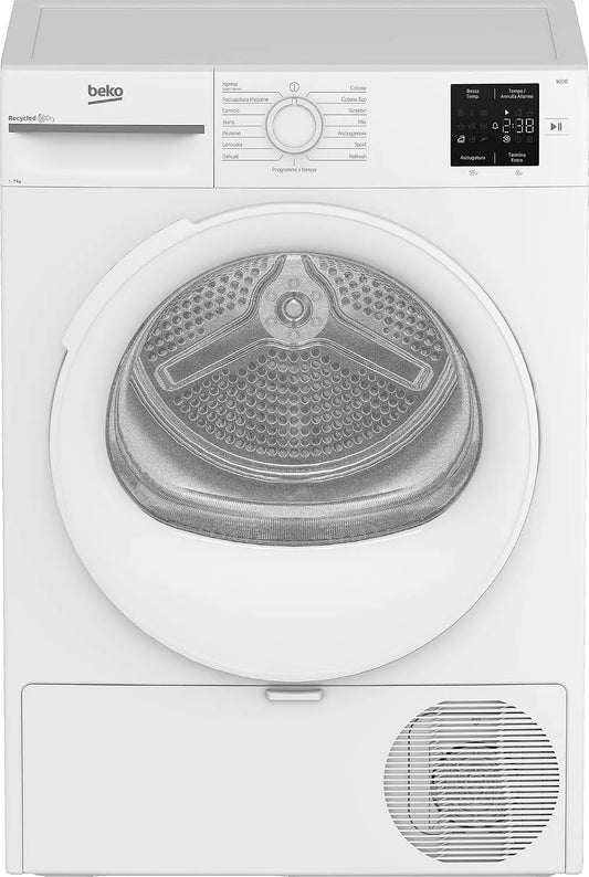 Beko BMT73EW wasdroger, 54,5 cm, 84,6 x 59,8 x 54,5 cm, 12 programma's, digitaal display, stoomfunctie, Steam Therapy, motor 10 jaar