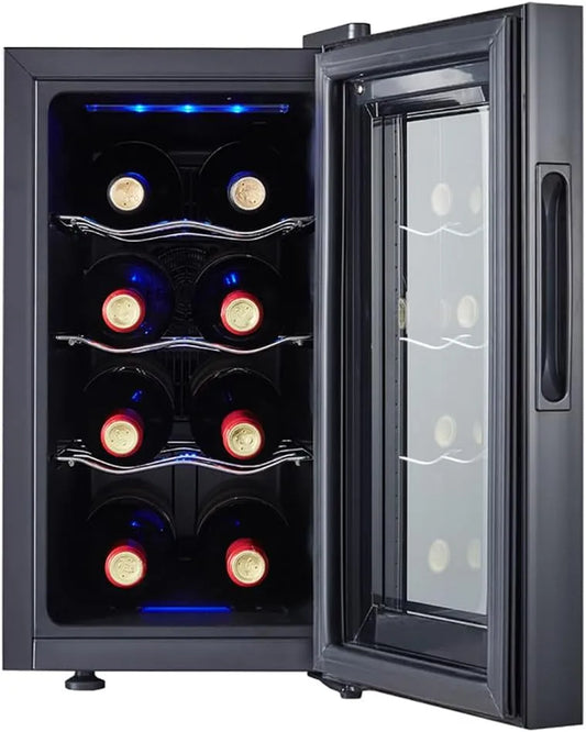 Wijnkoelkast, 50 Cm, 20 Inch, Diepe Van 50 Cm, Capaciteit 8 Flessen, Mini Vrijstaande Koelkast Met Temperatuurregeling Voor De Slaapkamer