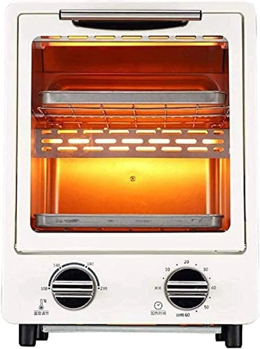 Elektrische oven, timer, 12 liter mini, retro, dubbele bakplaat ruimte, mini elektrisch fornuis en grill
