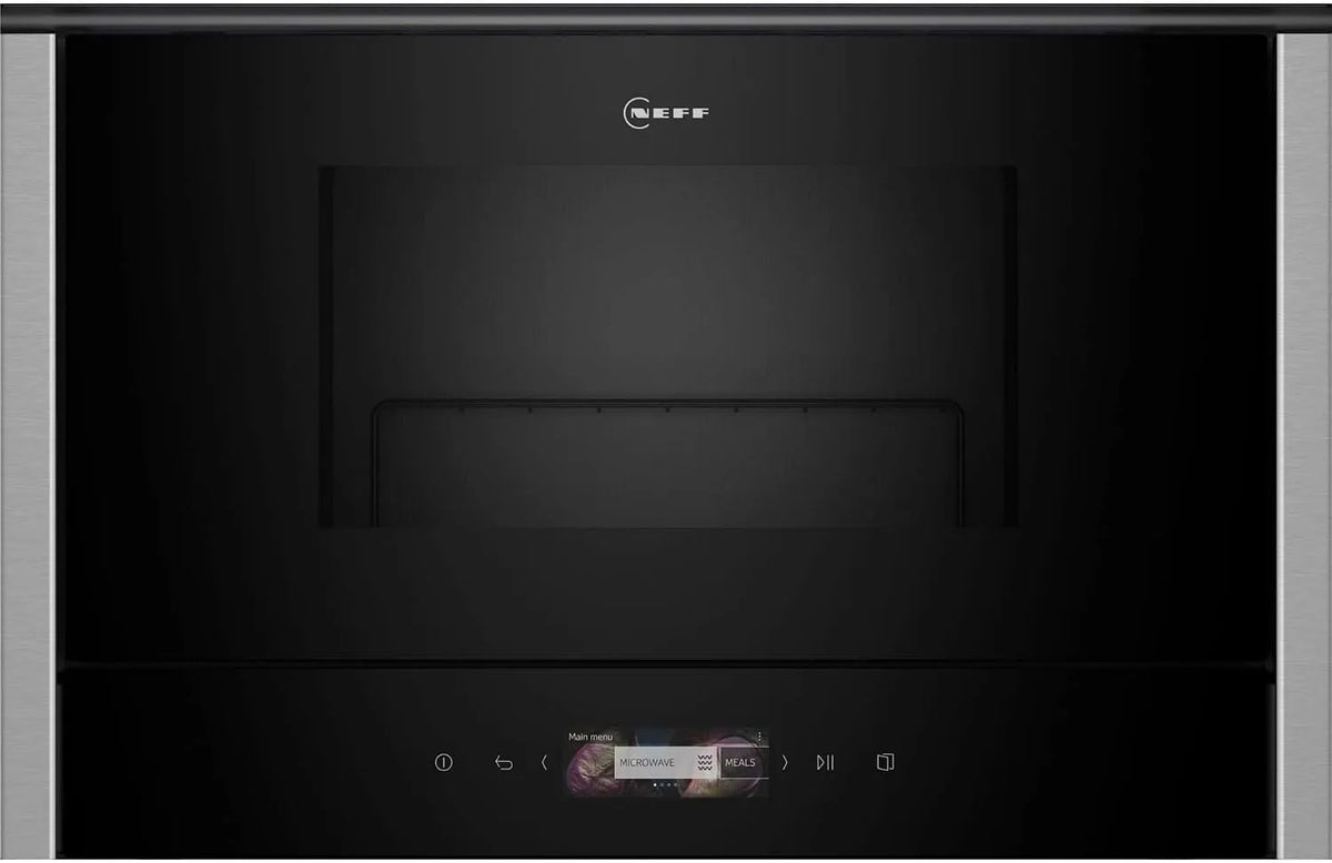 NR4GR31N1 N70 magnetron, 60 cm, 40 x 60 cm, roestvrijstalen behuizing, digitaal display, automatische werking, NEFF inbouw, Full Touch TFT-display