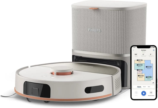 Philips robotstofzuiger, 10.000 Pa, zuig- en dweilfunctie, en Dweil HomeRun 5000-10.000 Pa zuigkracht