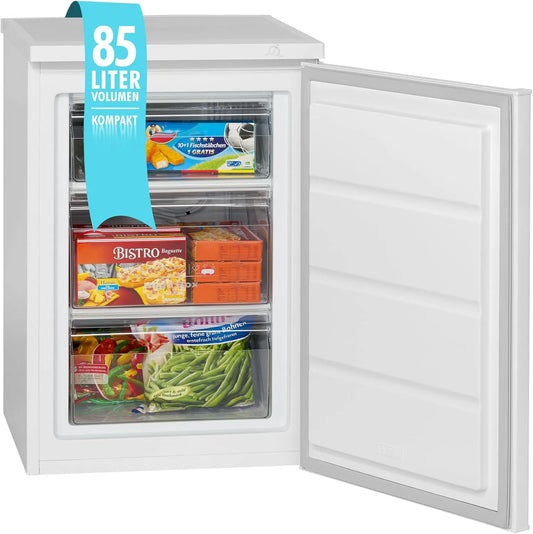 Bomann GS 2186 vriezer, Vrieskast, inhoud 85 liter, kleine met 3 vriesladen en ijsblokjesschaal, mini-koelkast met traploze temperatuurregeling