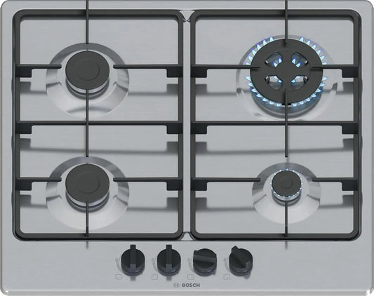 Bosch PGH6B5K60 gaskookplaat, 60 cm, 4 branders, roestvrijstalen behuizing, Serie 4 60 cm 4 branders roestvrij staal