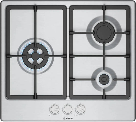 Bosch PGC6B5K90 gaskookplaat, 7300W, 3 Zones, Serie 4 3 Zones 7300W Grijs
