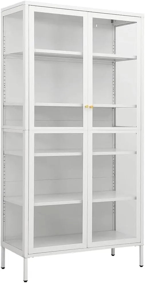 Vitrinekast, 90x40x180 cm, gehard glas, vidaXL 90x40x180 cm staal en gehard glas wit