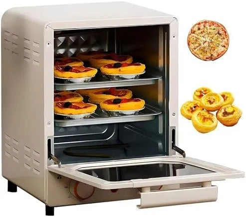 Elektrische oven, 1300W, timer, heteluchtfunctie, Huis en keuken, mini-oven met heteluchtfunctie voor op het aanrecht, instelbare temperatuur en timer